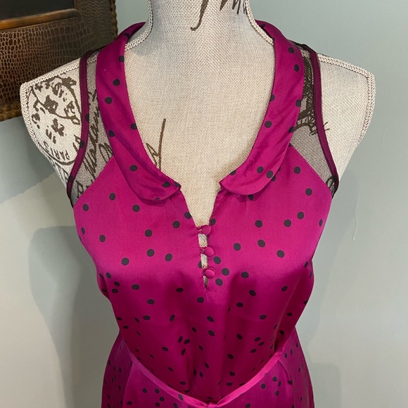 Peter Pan Collar Dress with Polka Dots and Mesh, S - Picture 11 of 12